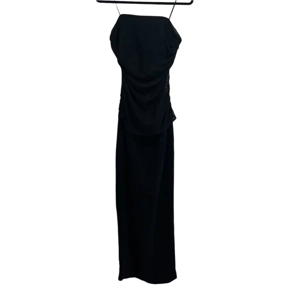 Amanda Uprichard X Revolve Myles Strapless Mesh Panel Maxi Dress Black - Picture 3 of 9